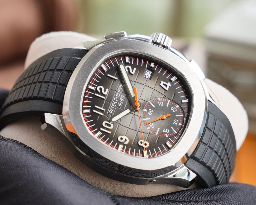 PATEK AQUANAUT CHRONOGRAPH STAINLESS STEEL BLACK STRAP