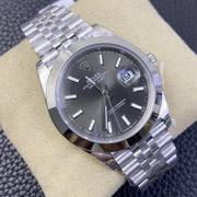 DATEJUST 41MM SMOOTH BEZEL GREY DIAL JUBILEE BRACELET