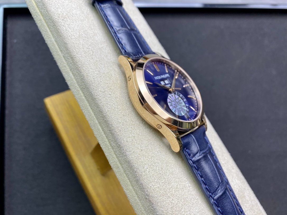PATEK CALATRAVA MOONPHASE ANNUAL CALENDAR GOLD CASE BLUE DIAL