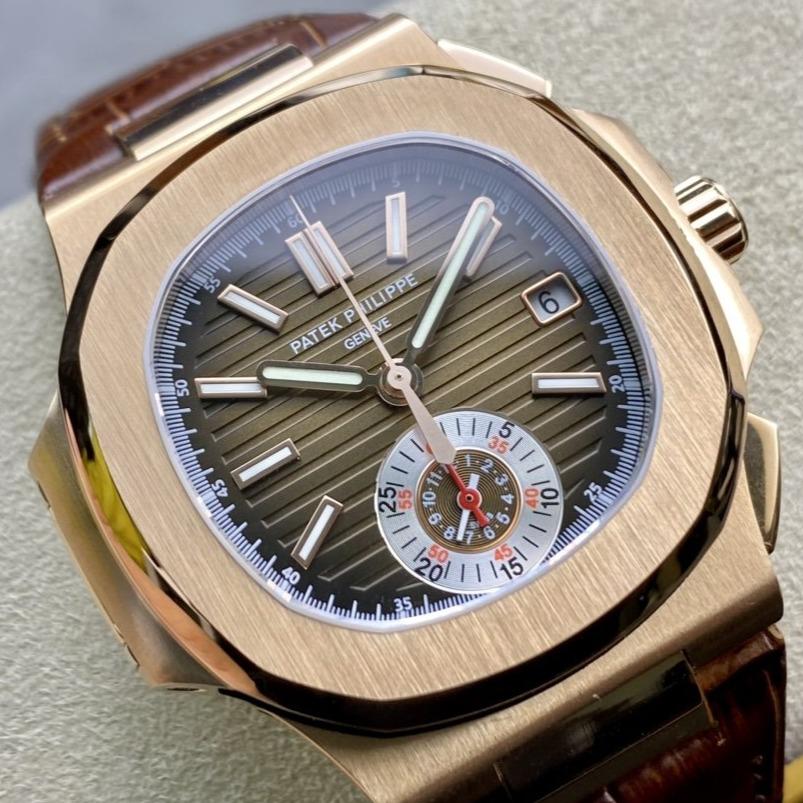 PATEK NAUTILUS 5980R-001 ROSE GOLD CHRONOGRAPH LEATHER