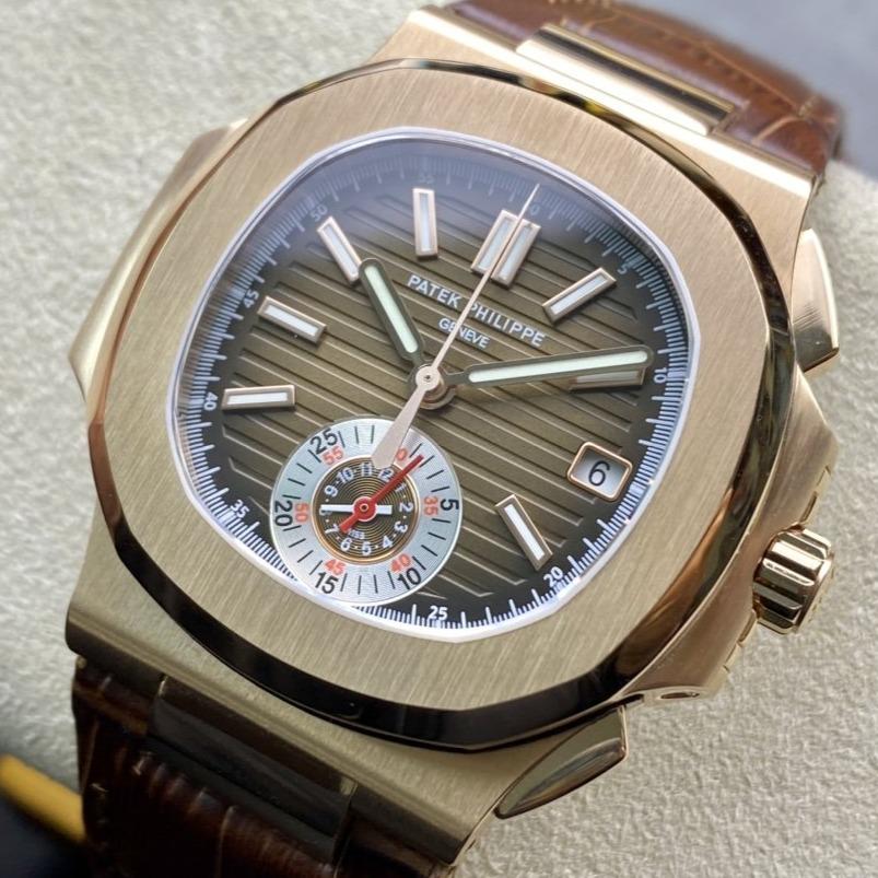 PATEK NAUTILUS 5980R-001 ROSE GOLD CHRONOGRAPH LEATHER