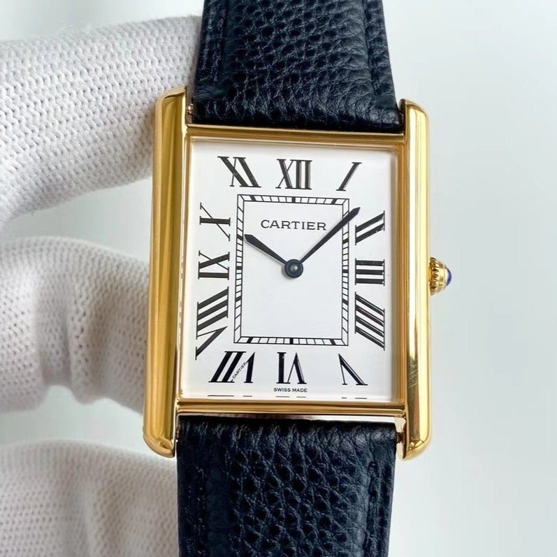 TANK SOLO QUARTZ GOLD CASE CALF SKIN