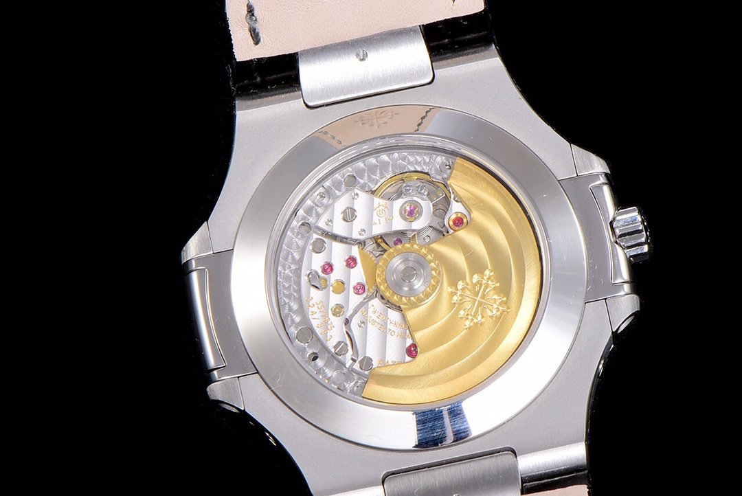 PATEK NAUTILUS MOONPHASE ANNUAL CALENDAR BLACK DIAL LEATHER