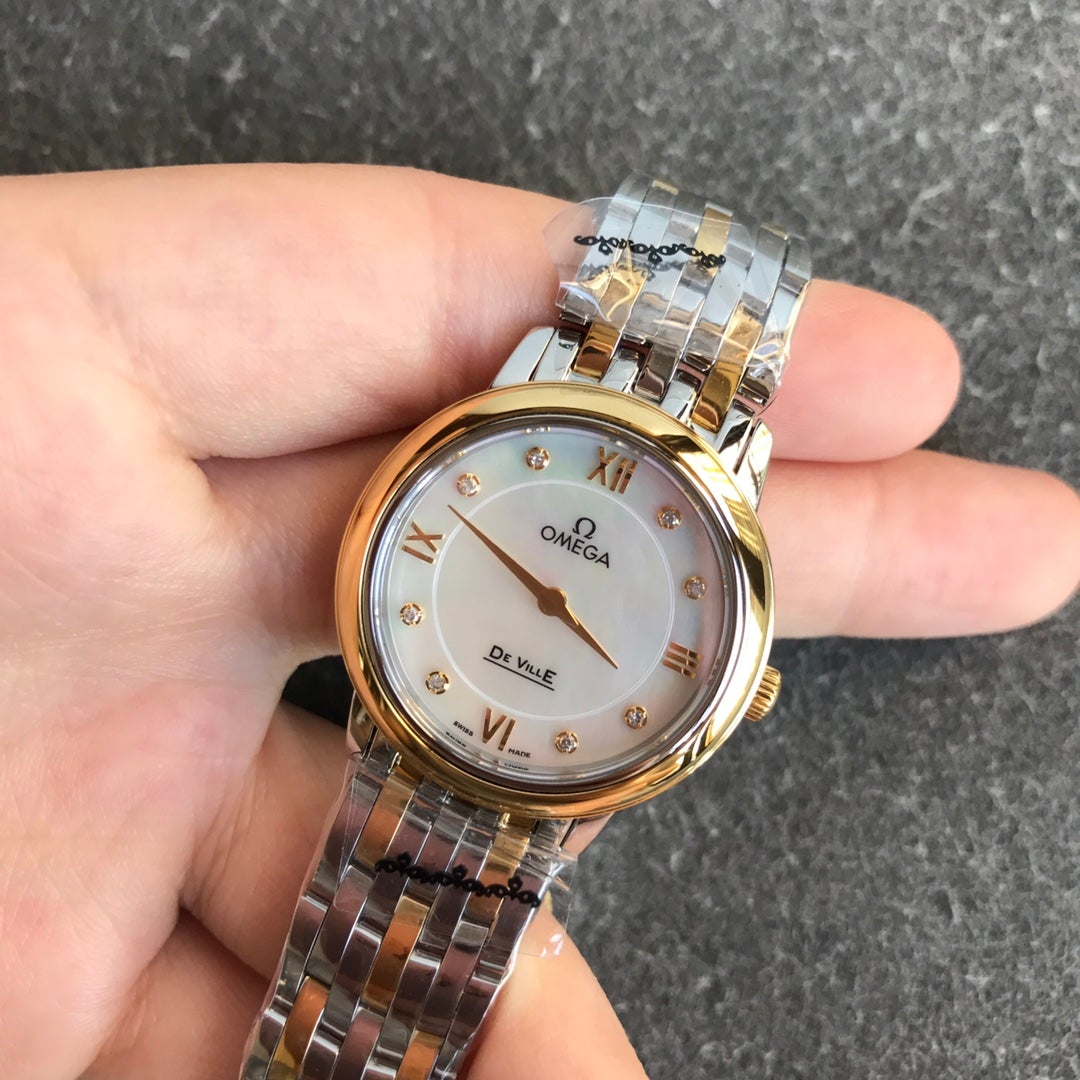 DEVILLE PRESTIGE 27MM QUARTZ GOLD STEEL DIAMOND NUMERALS