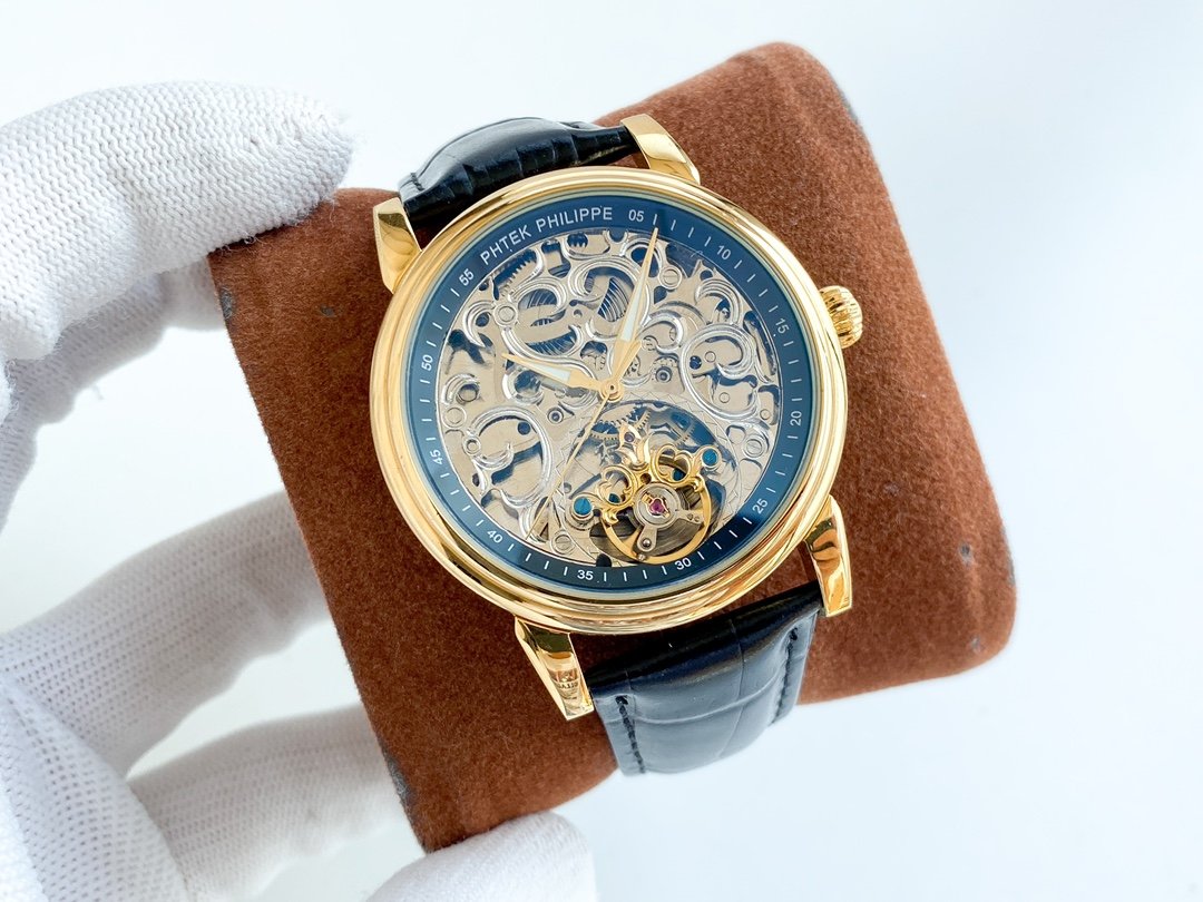 PATEK COMPLICATION GOLD CASE SKELETON DIAL