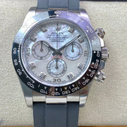 DAYTONA STEEL CASE CERAMIC WHITE MOP DIAMOND NUMERALS