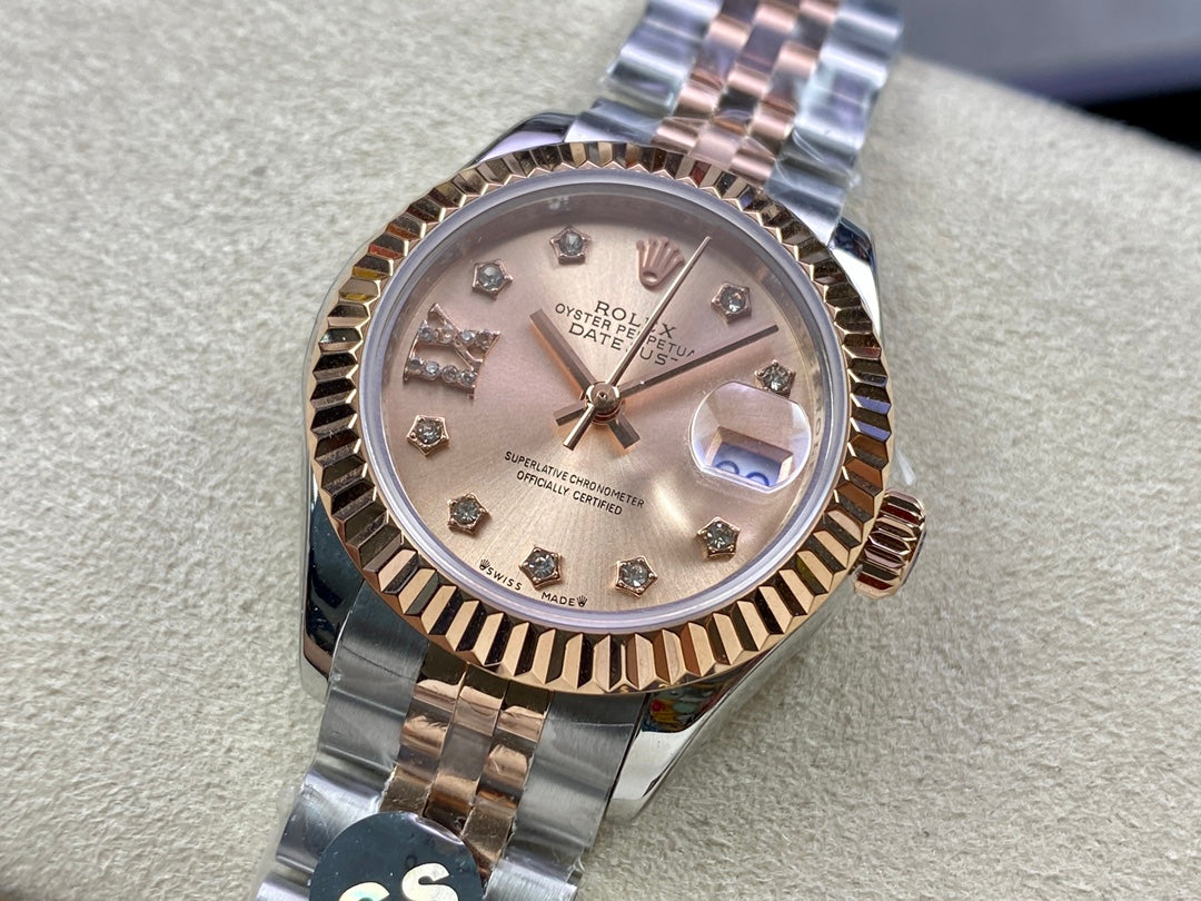 DATEJUST 28 TWO-TONE PINK GOLD STEEL