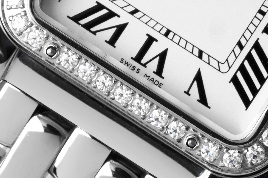 PANTHERE 27MM SILVER CASE DIAMOND BEZEL WHITE DIAL
