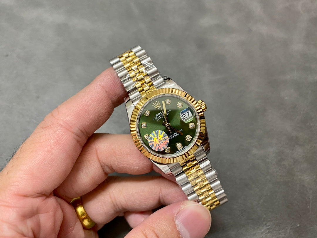 DATEJUST 31MM GOLD STEEL GREEN DIAL