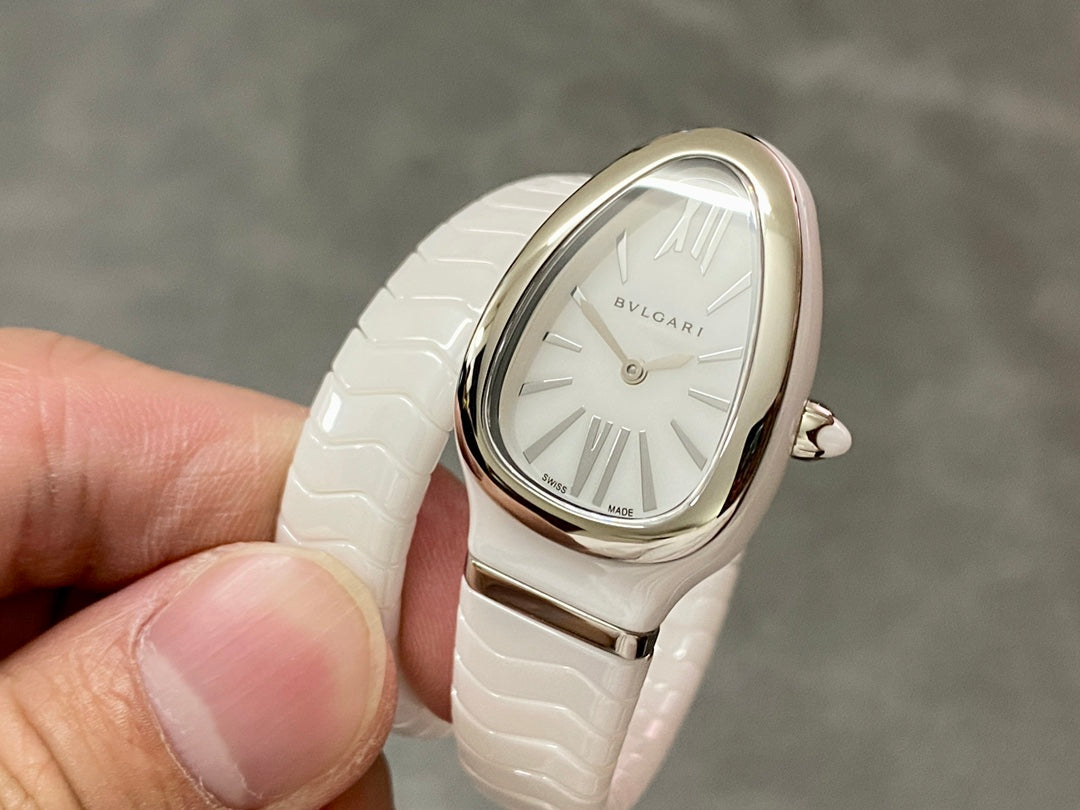 SERPENTI SPIGA WHITE CERAMIC SILVER