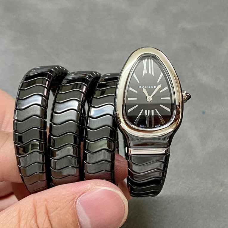SERPENTI SPIGA BLACK CERAMIC SILVER