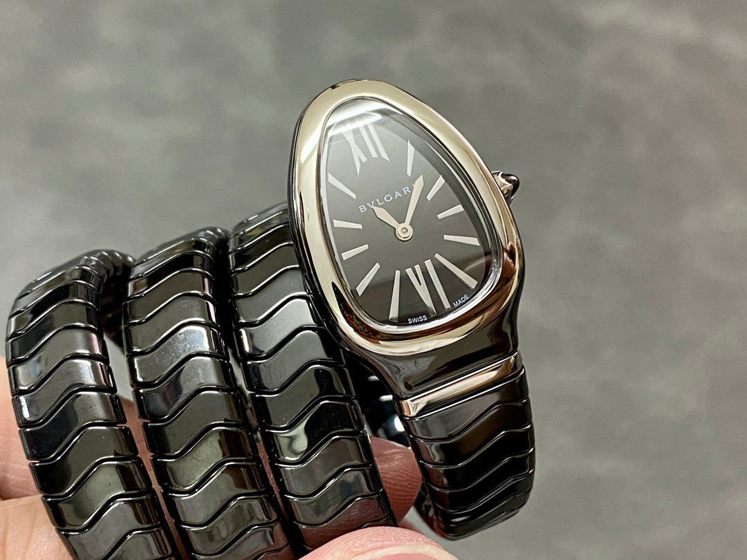 SERPENTI SPIGA BLACK CERAMIC SILVER