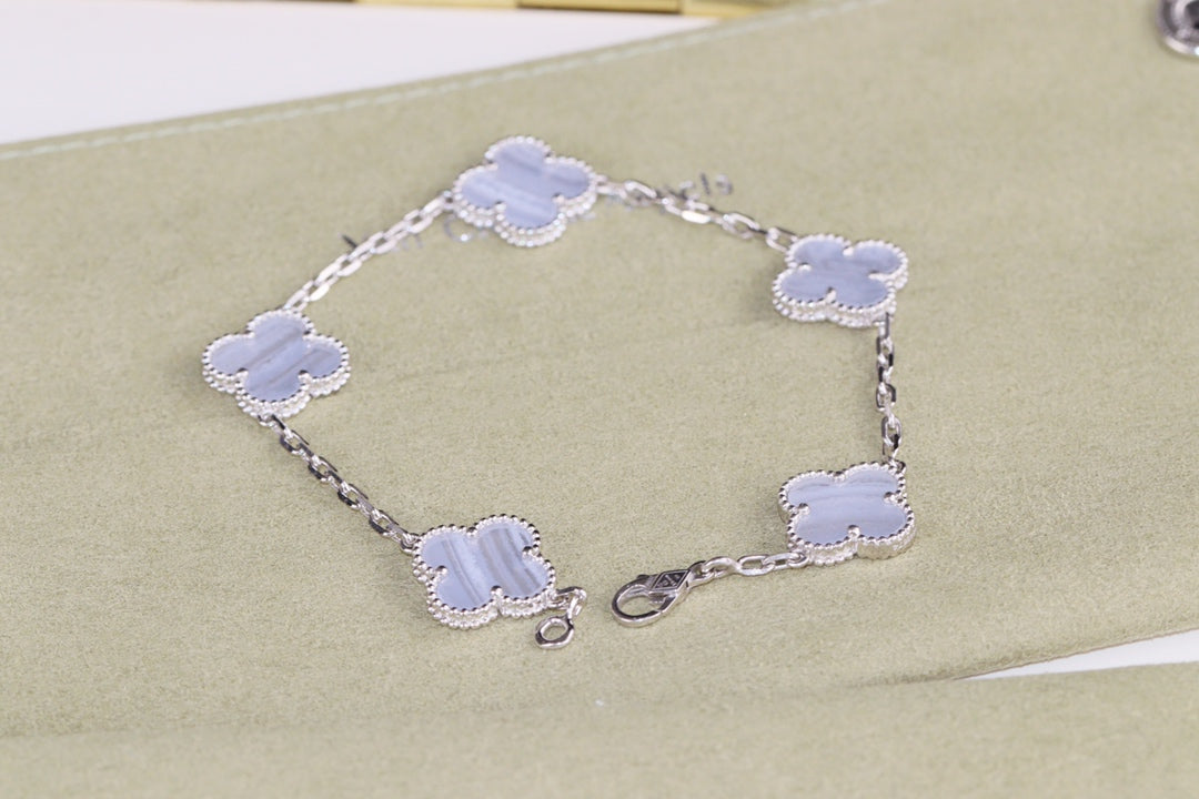 VCA Clover Blue Mop 5 Motifs Sliver Bracelet