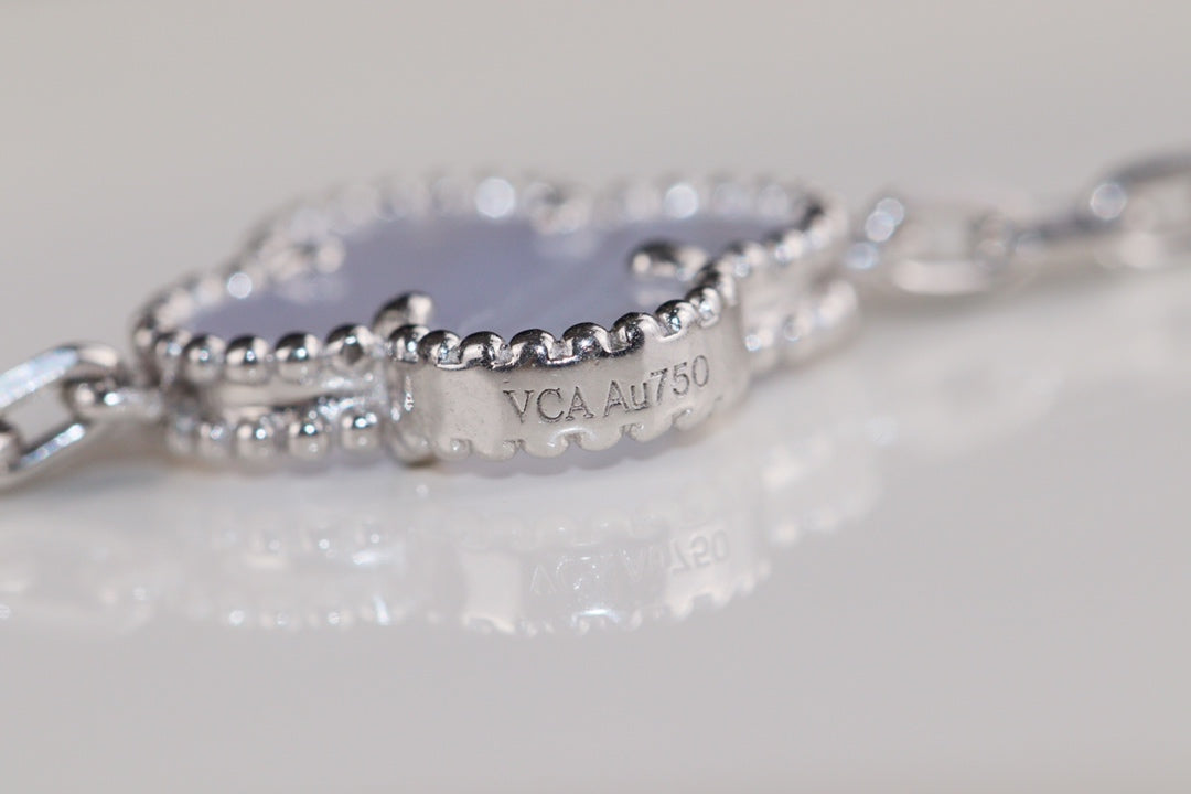 VCA Clover Blue Mop 5 Motifs Sliver Bracelet