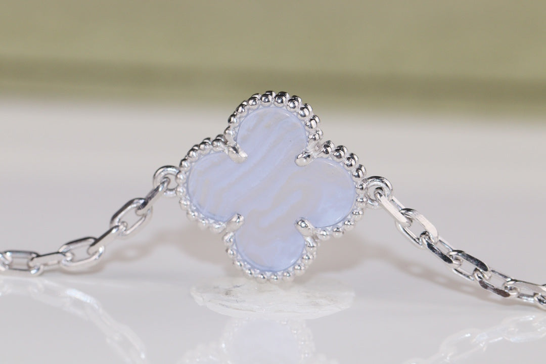 VCA Clover Blue Mop 5 Motifs Sliver Bracelet