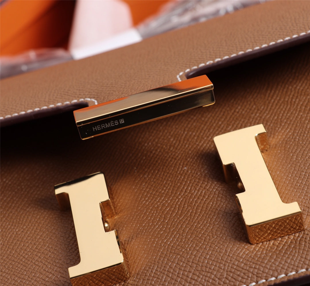 HM CONSTANCE BAGS 18 RUSSET EPSOM GOLD HARDWARE