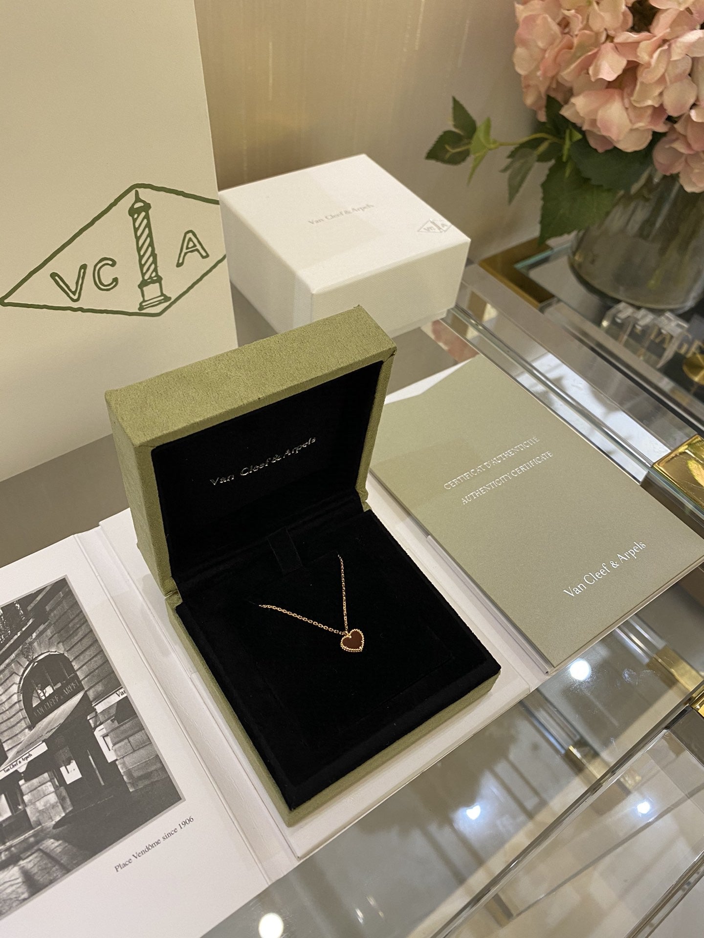 VCA Limited Mini Heart Red Necklace Gold