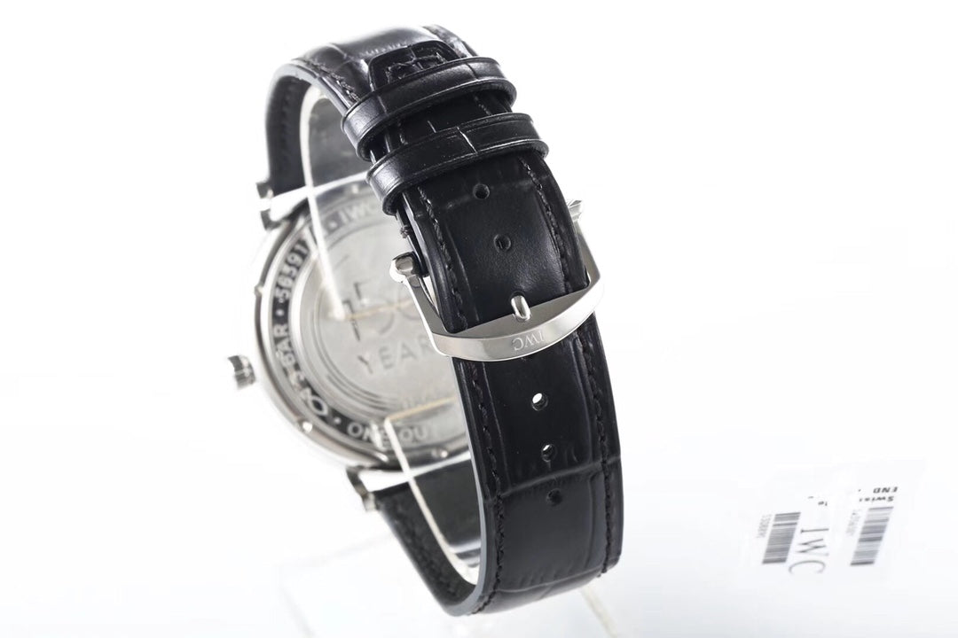 IWC Portofino 40mm White Dial Blue Numerals Black Leather