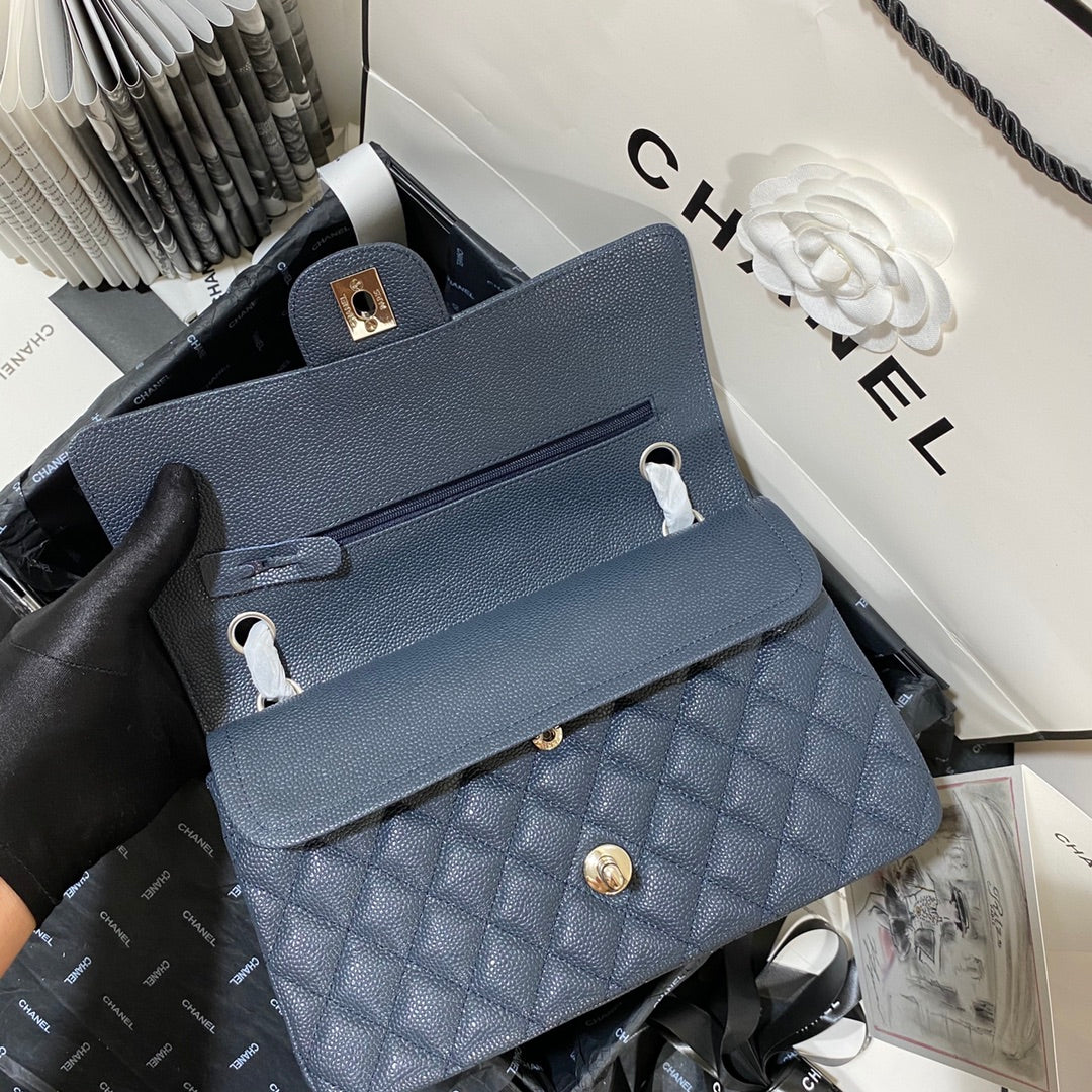 flap bag medium 25 dark blue caviar shw