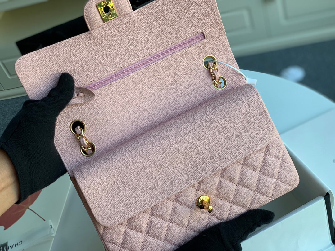 flap bag medium 25 pink caviar ghw