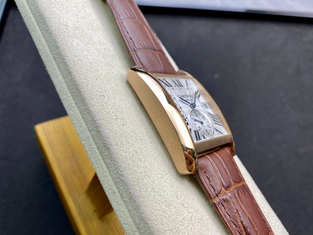 Cartier Tank 34mm Brown Gold White Dial