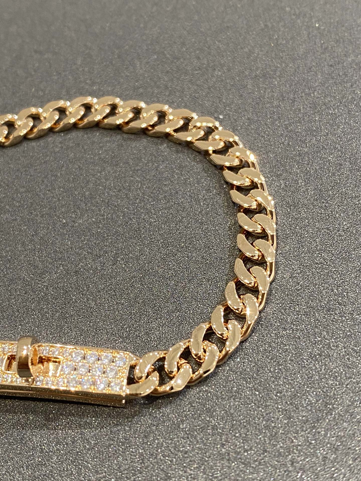H Kelly Gourmette Gold Diamond Bracelet