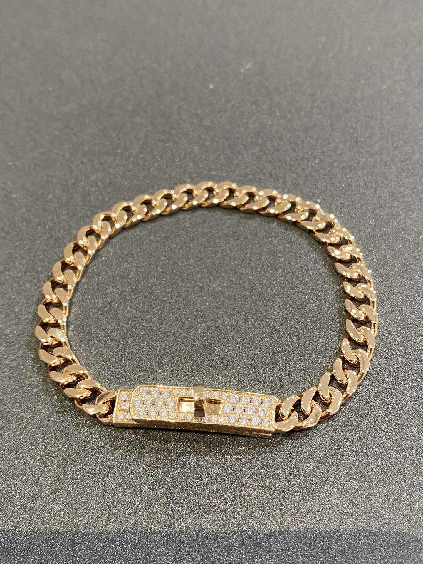 H Kelly Gourmette Gold Diamond Bracelet