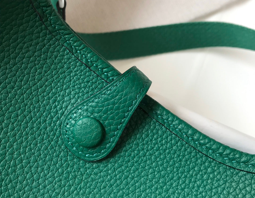 Mini Evelyne 18cm Dark Green Togo Silver Hardware