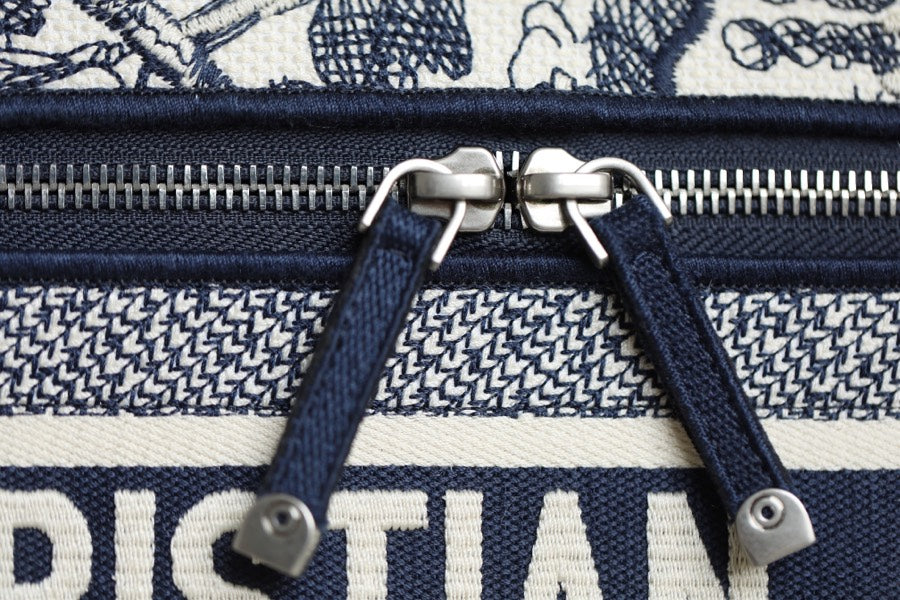 Dior 2025 Diortravel Vanity Bag 24cm Blue mix White Canvas