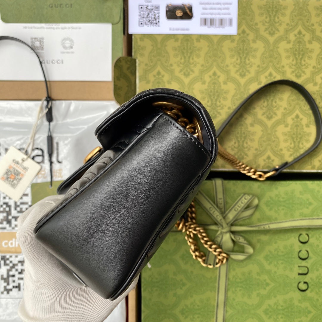 gg marmont 26cm black calfskin gold hardware