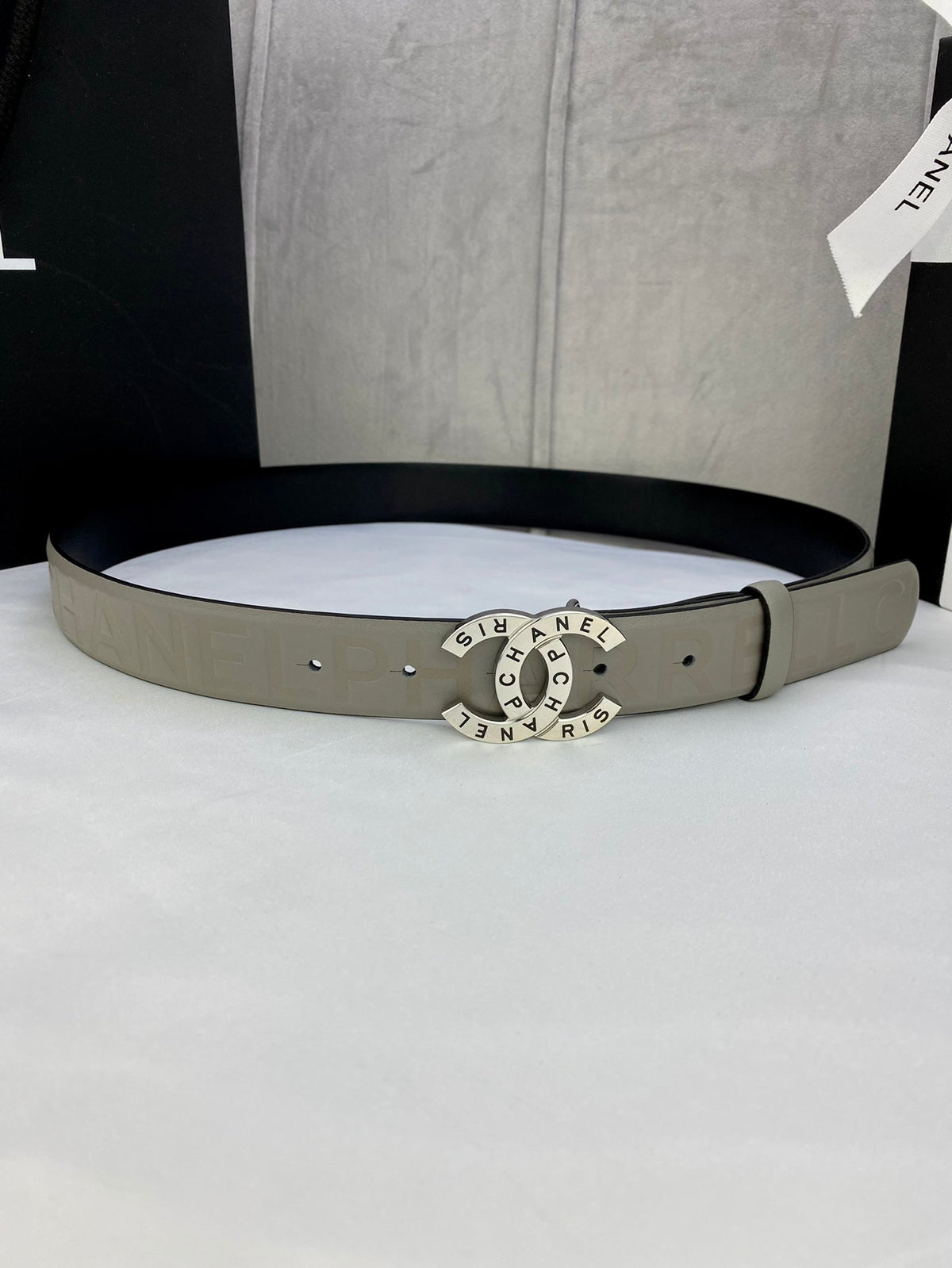 CC Women's Belt 3.0CM Charcoal Grey Cowhide 586500