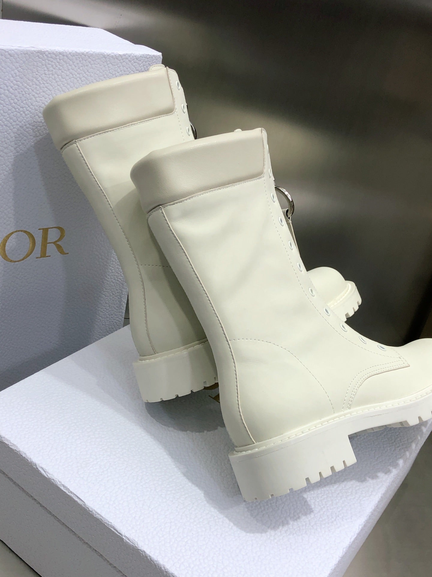 Dior 2026 Bold Combat Ankle Boots Calfskin 965381