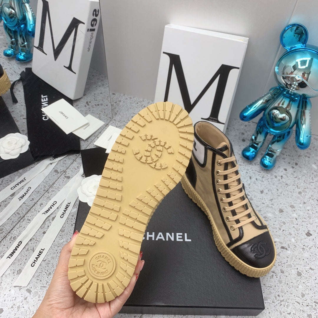 Chanel 2026 Shiny Lace Up Ankle Sneakers Leather 162211