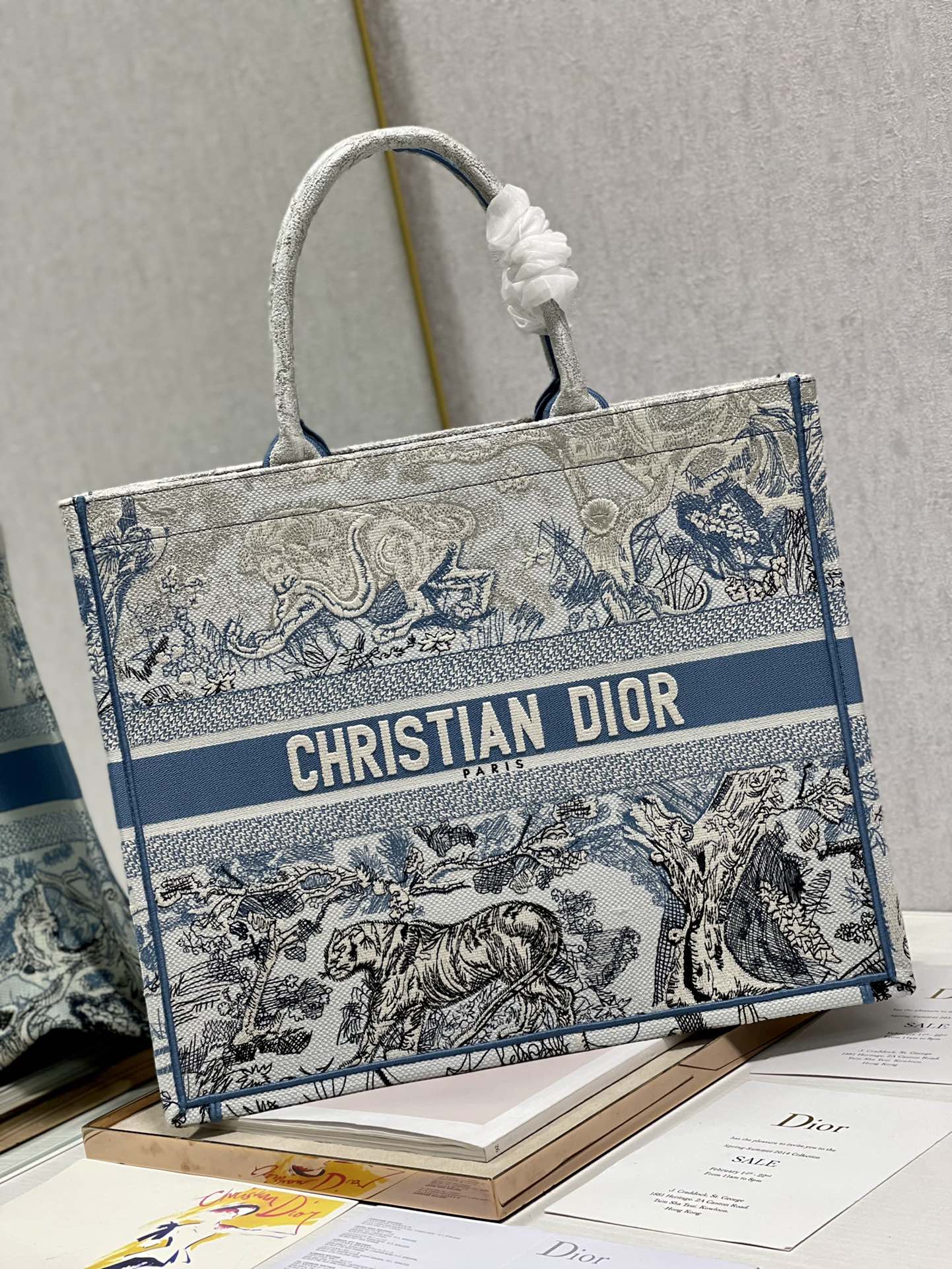 Large CD Book Tote 42cm Gradient Blue Tiger