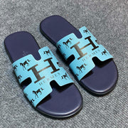 HM IZMIR SANDAL INDIGO AND SKY CALFSKIN WITH ICON
