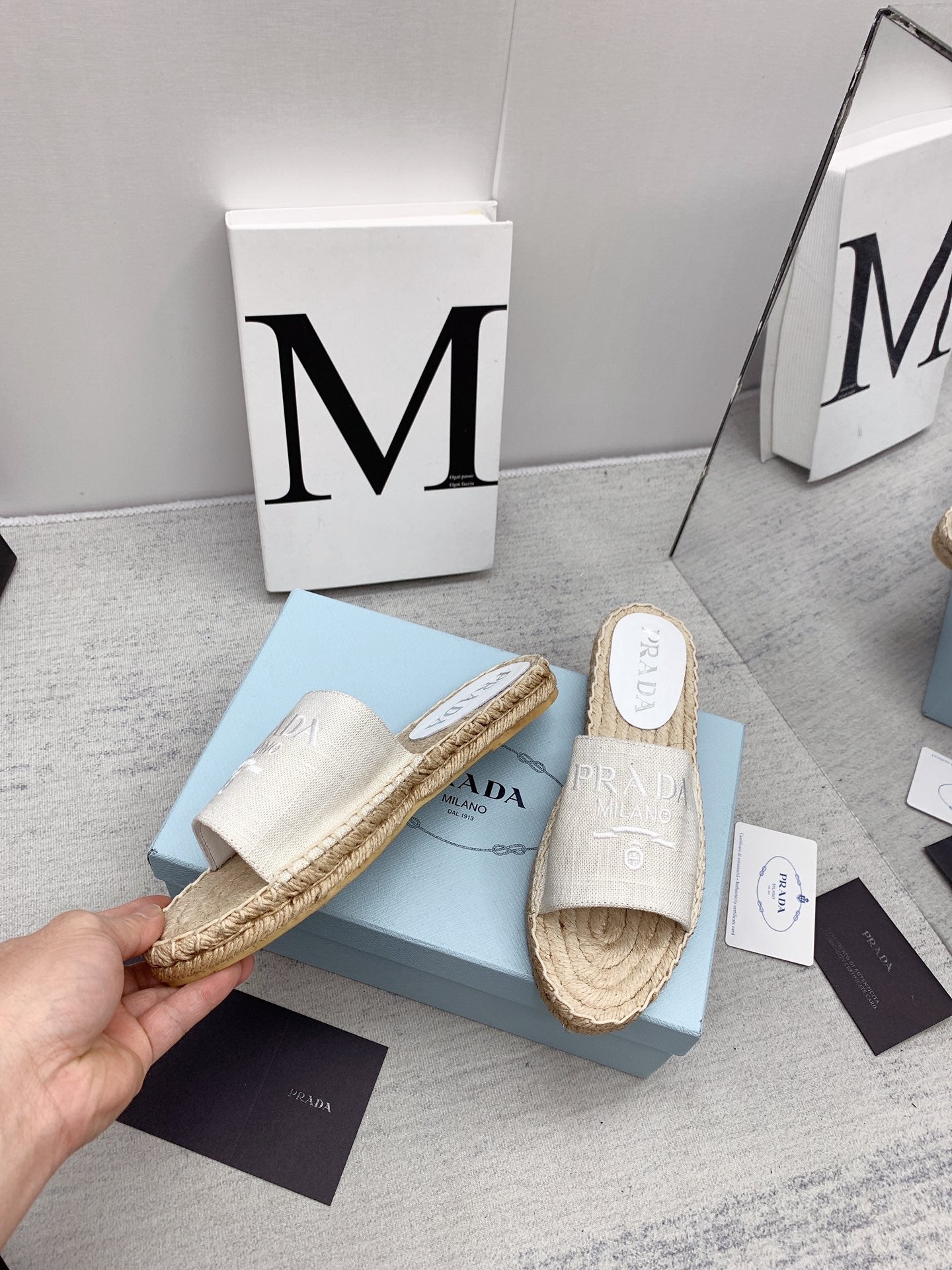 Prada 2026 Slippers Canvas Rope Sole 731171