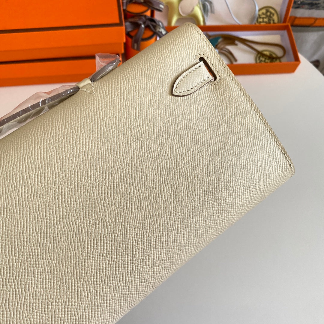 HM Kelly Cut 31 Ivory Epsom Leather Gold Hardware 229047