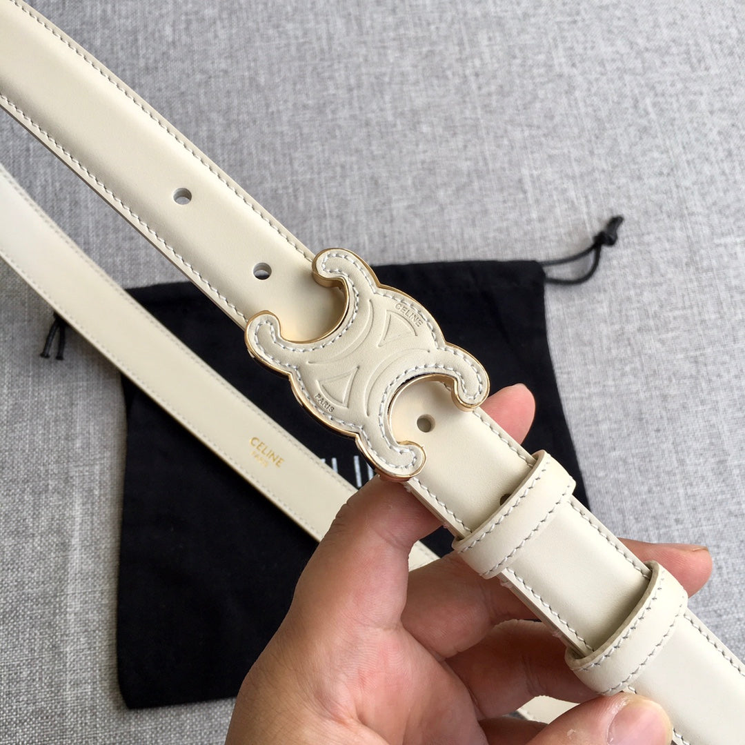 Medium Cuir Triomphe Belt 25mm White Calfskin