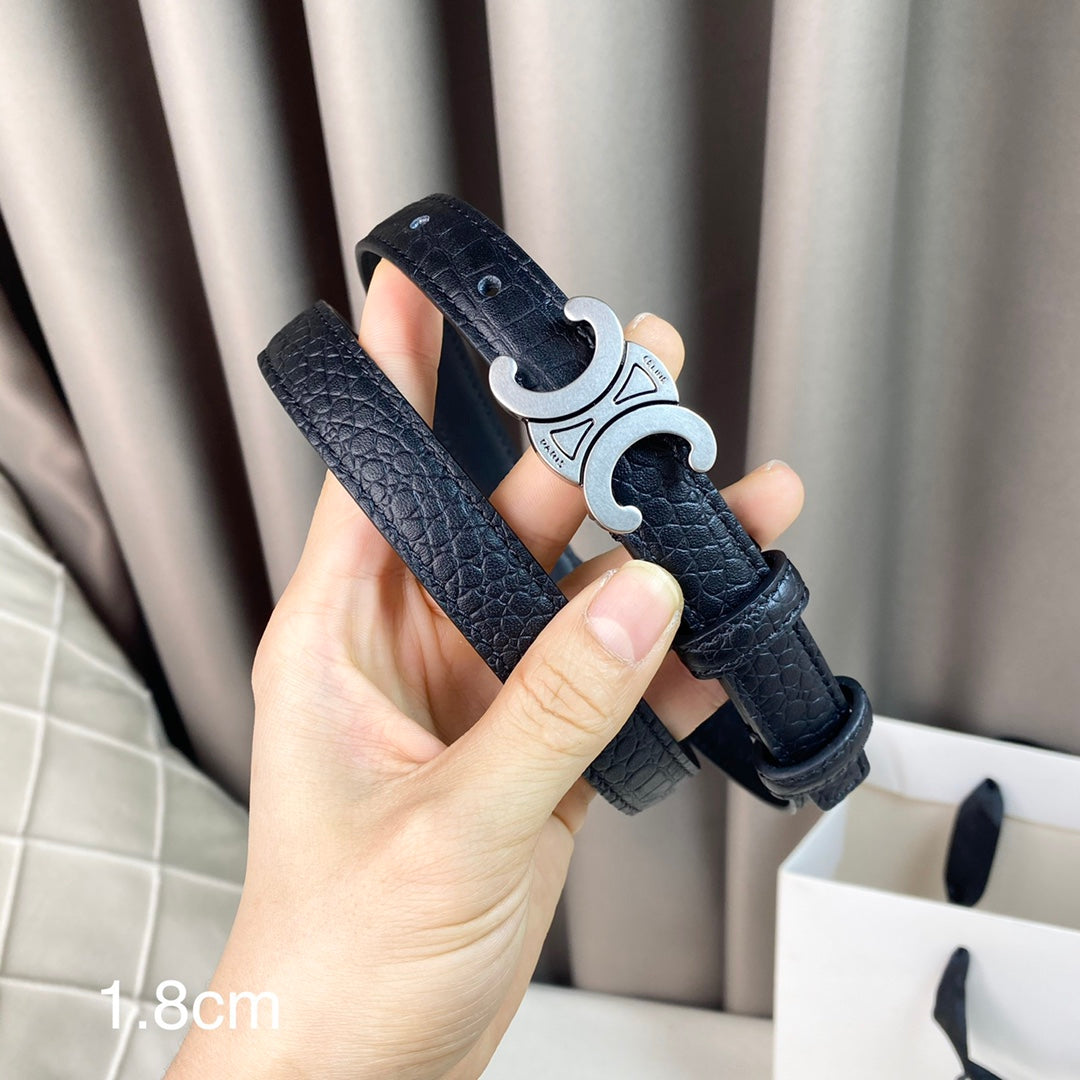 CL Belt 18mm Black Crocodile Embossed Calfskin Shw