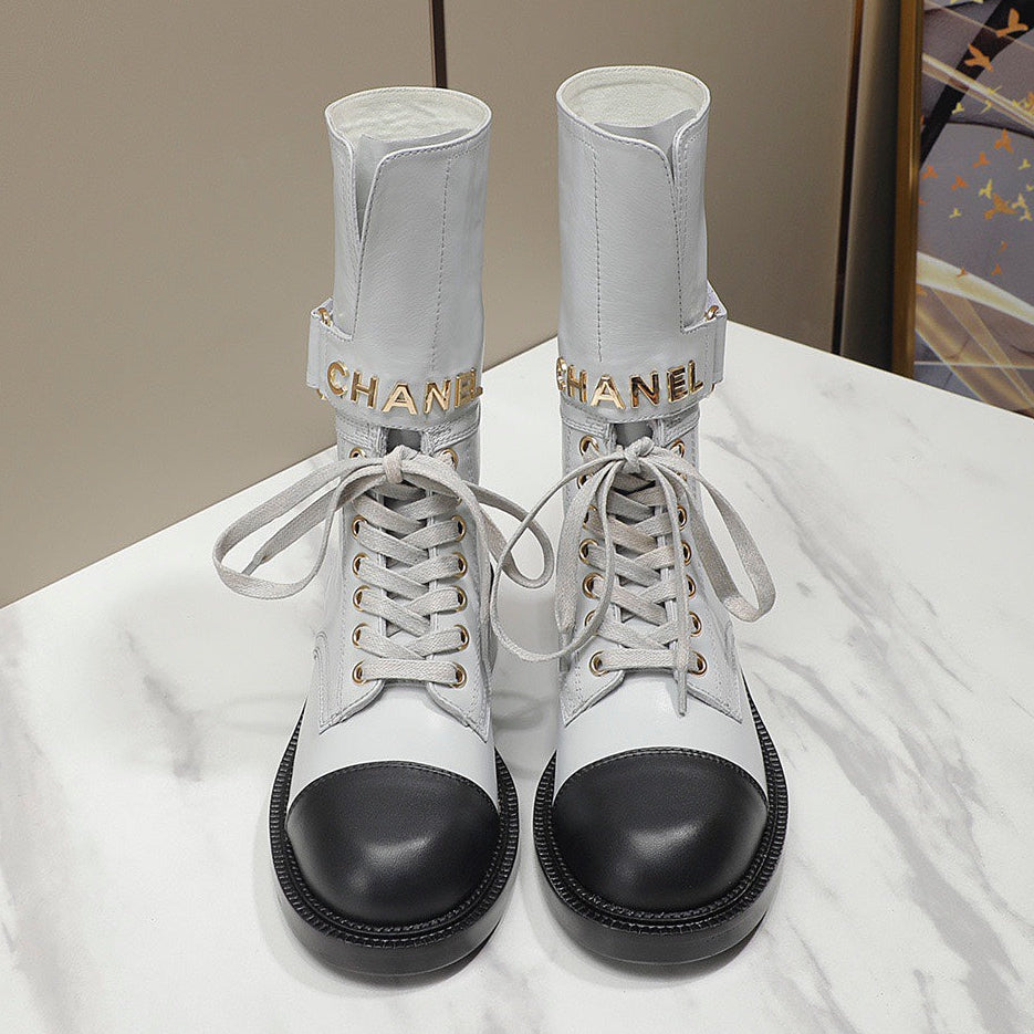Chanel 2026 Lace-Up Combat Boots Leather Suede 194072