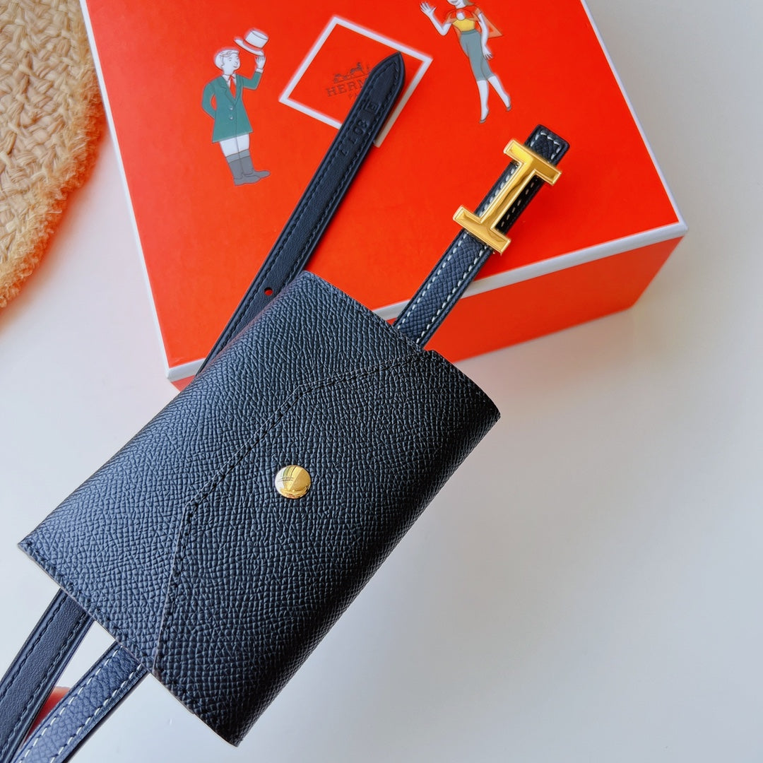 focus belt 13mm with kelly pocket black epsom gold buckle