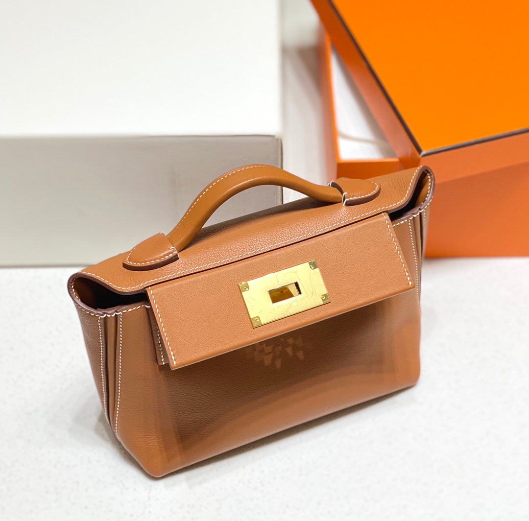 Hermes Bag Brown with Gold Buckle Calfkin 250264