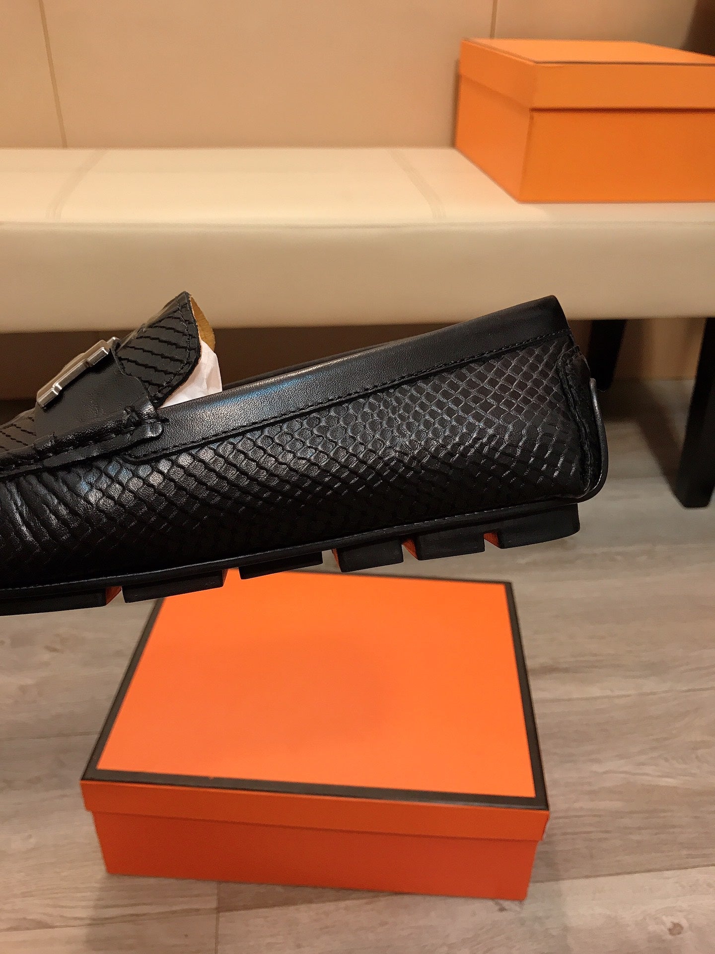 HM BASIC LOAFER BLACK GRAINED CALFSKIN
