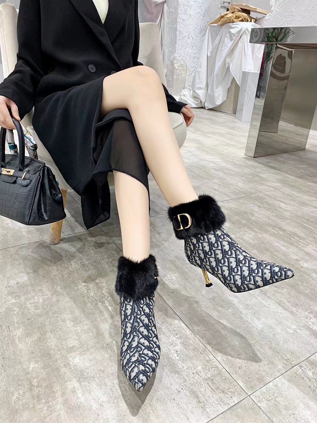Dior 2026 Oblique Ankle Boots 70mm Fabric 966674