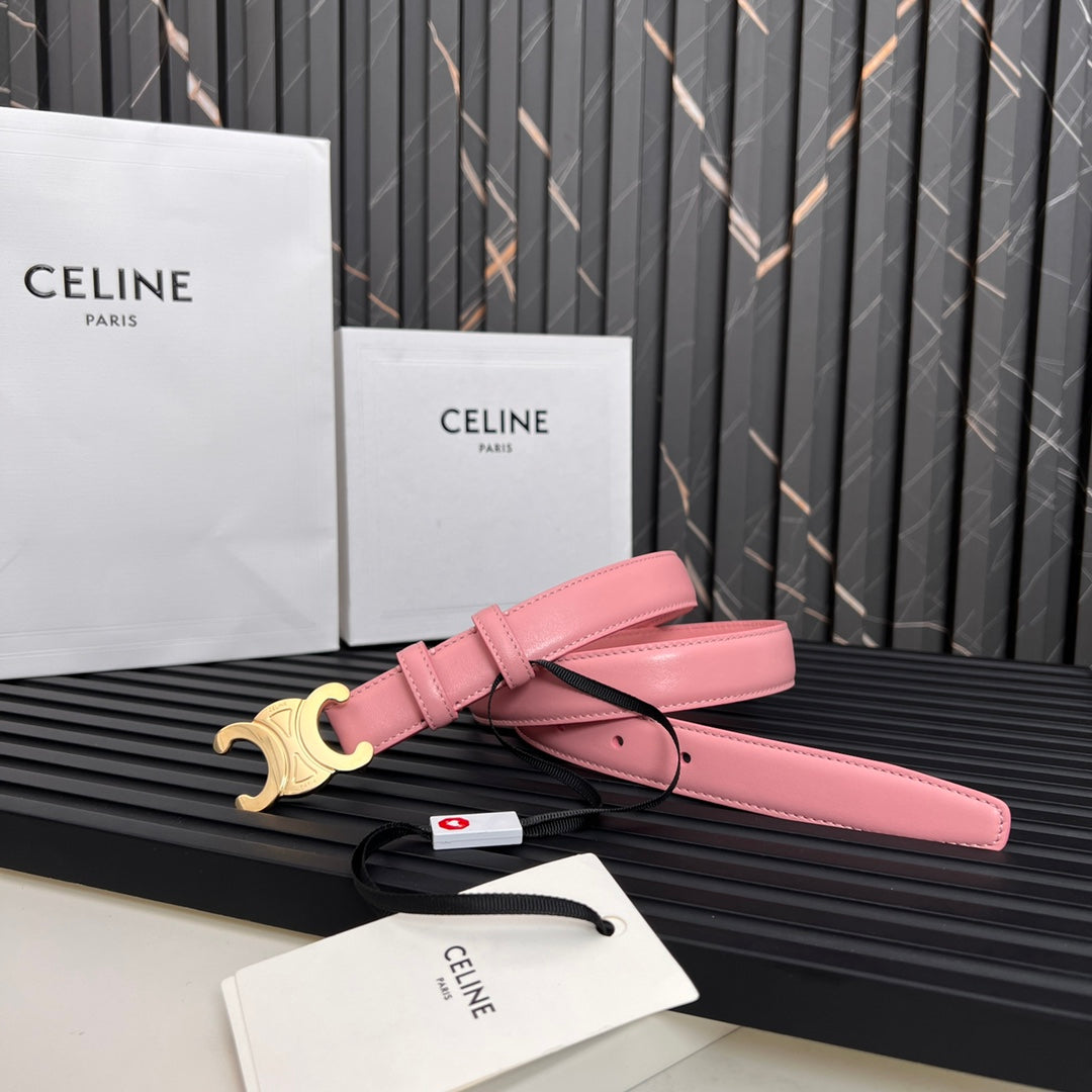 CEL 25mm Medium Triomphe Belt in Taurillon Pink Leather 176286