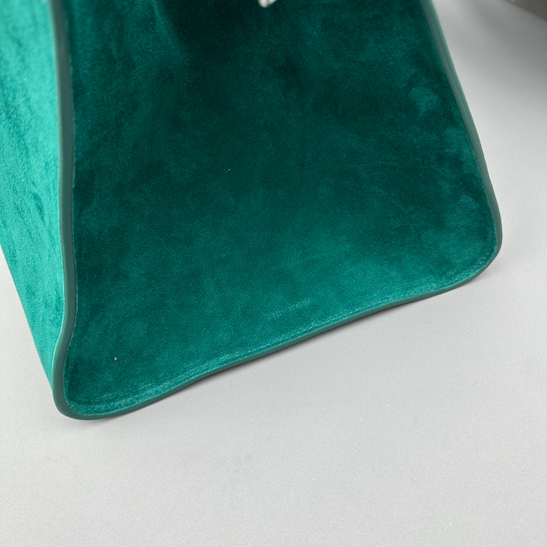 The Row Margaux 15 38cm Tote Bag Teal Blue Suede