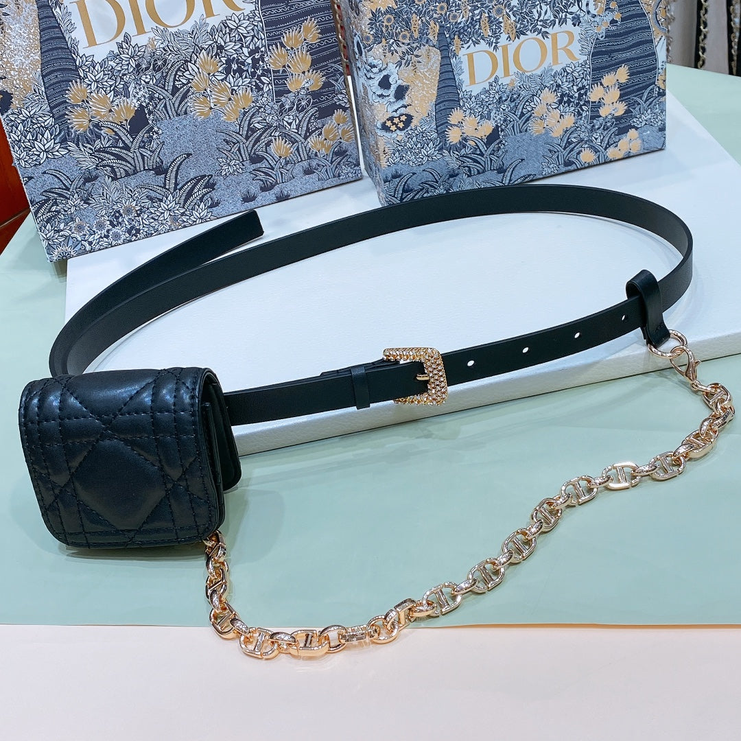 Dior 2026 Rhinestone Buckle Belt Bag 15mm 187981