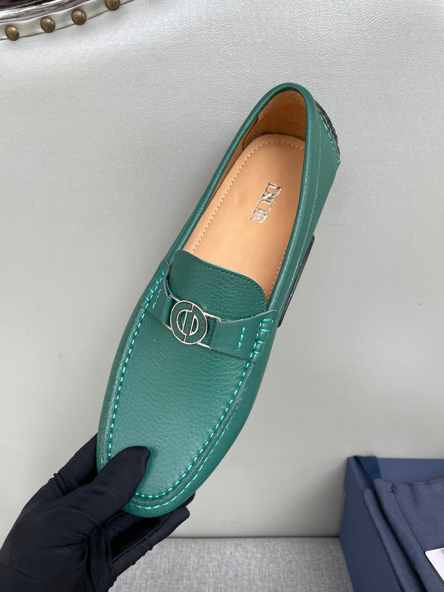 CD JUAL ICON BUCKLE LOAFER PINE GRAINED CALFSKIN