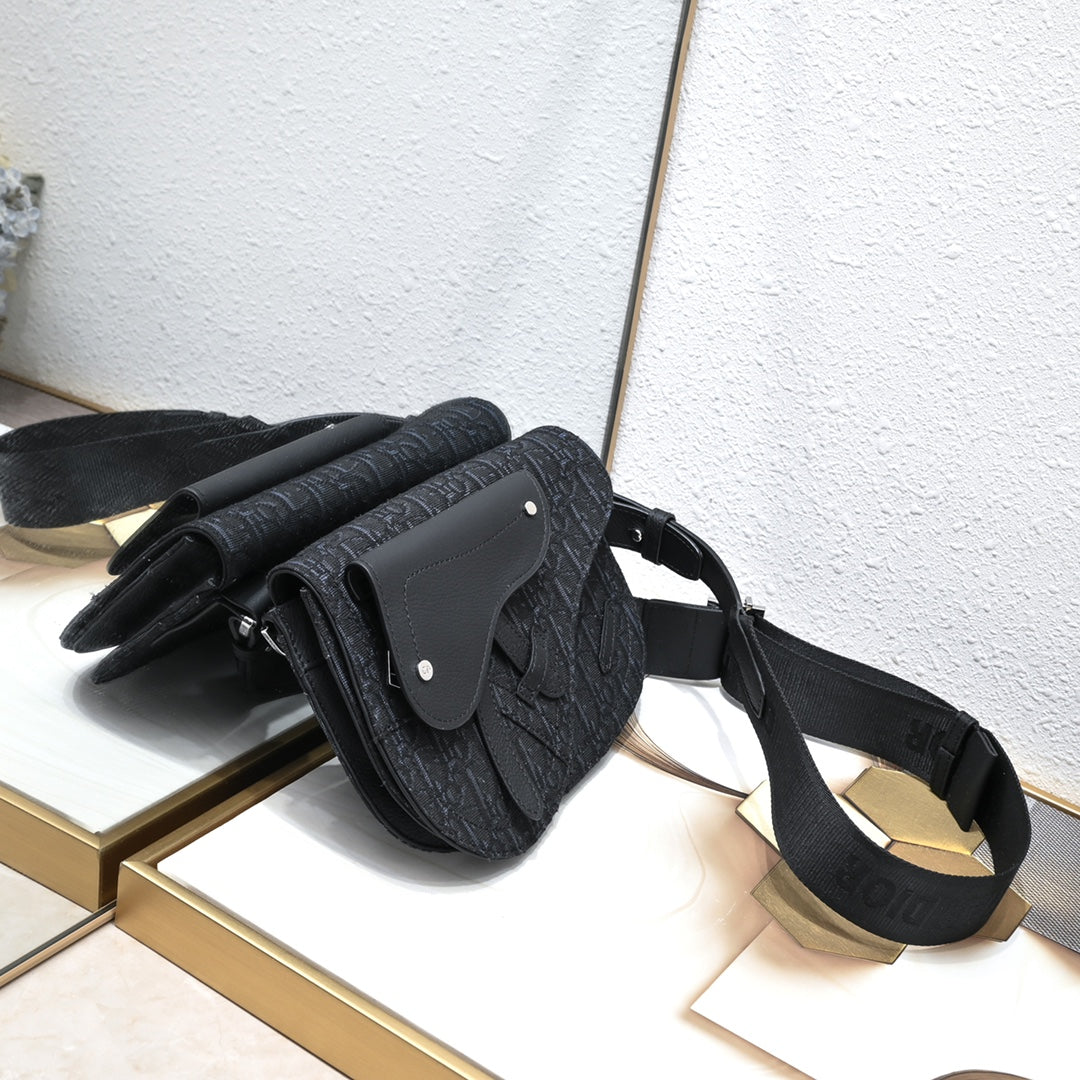 Dior 2026 Saddle Pouch 23.5cm Calfskin Fabric
