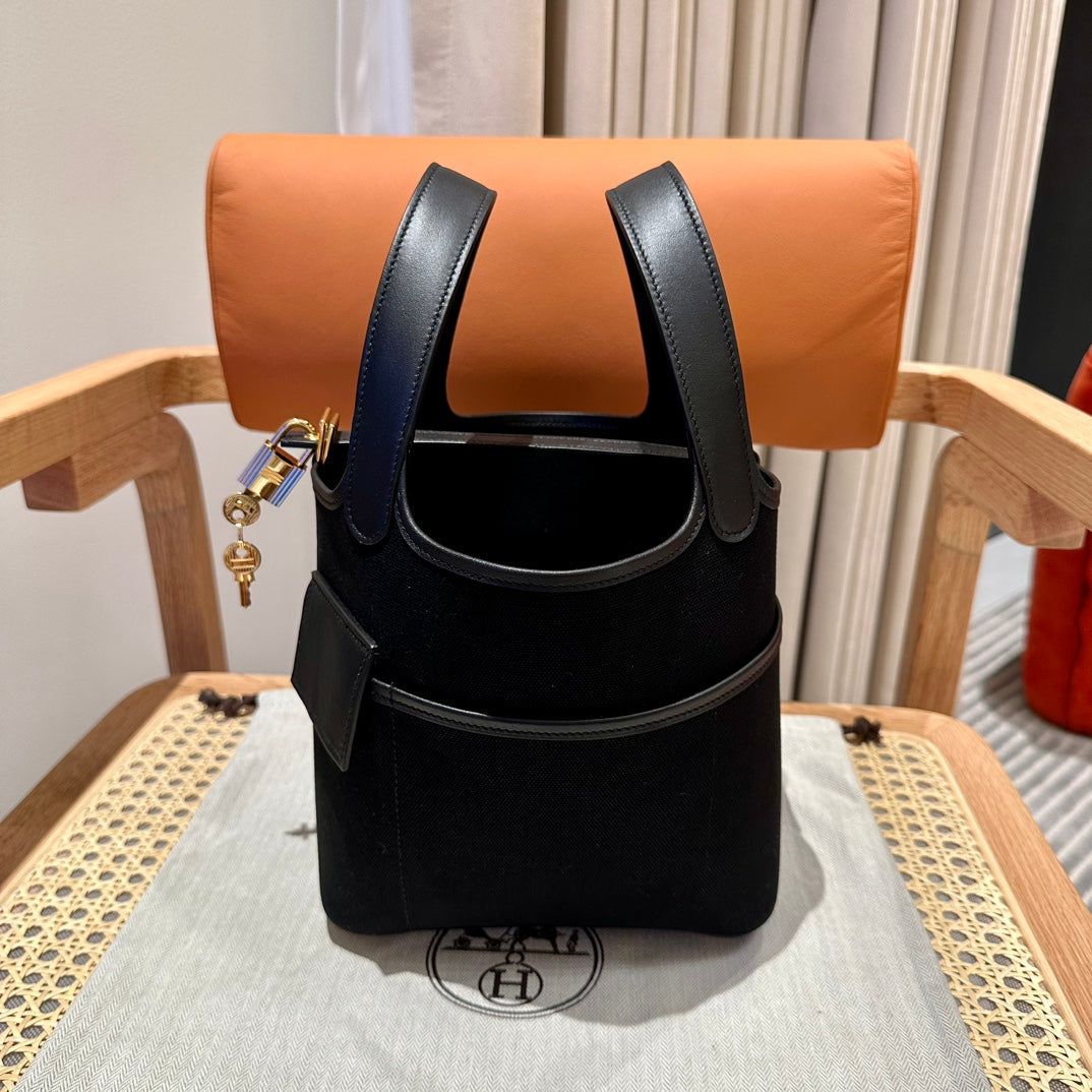 High-end Hermes 2026 Picotin Lock 18 Pocket Bag Canvas/Swift Calfskin 1